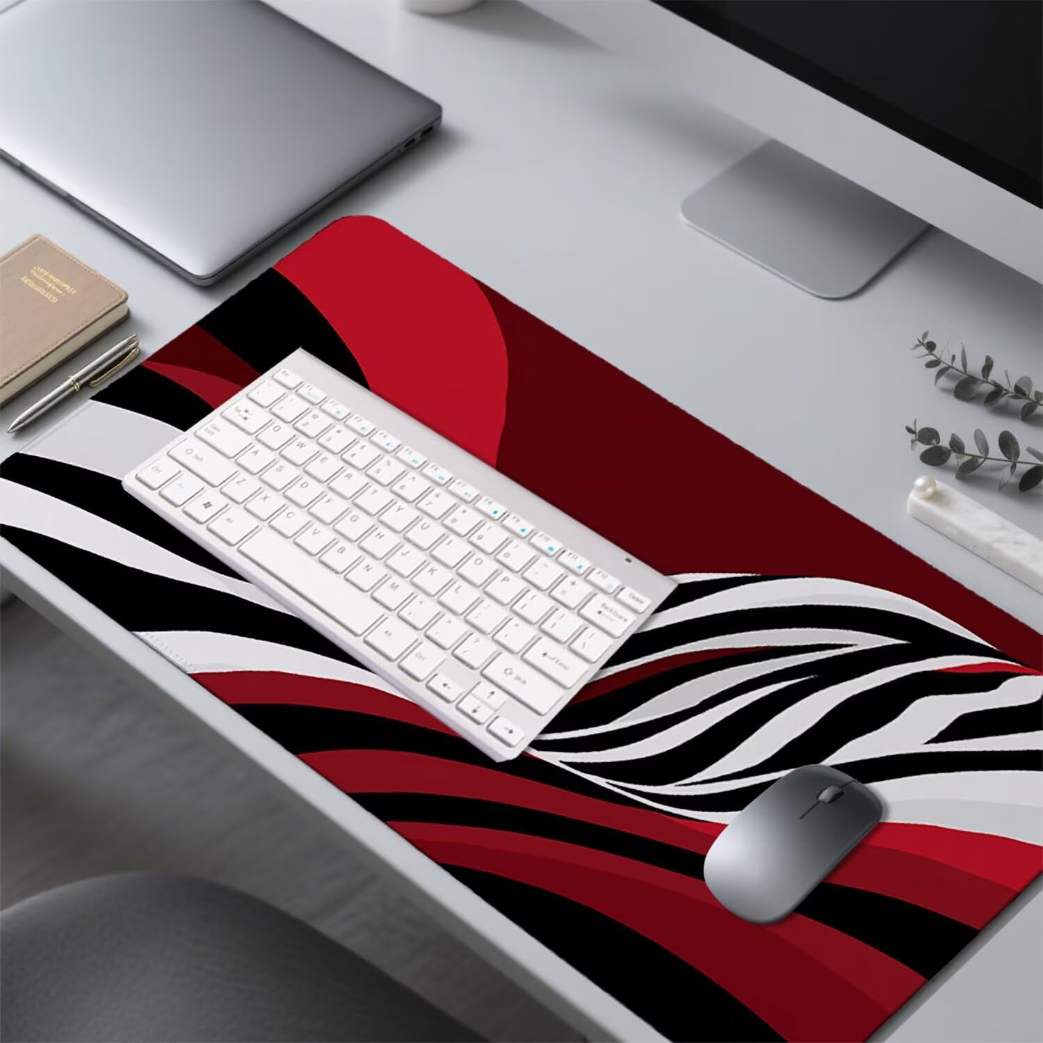 Abstrakcyjna podkładka pod mysz pod mysz pod mysz do gier XXL 1400 x 600 x 3 mm podkładka pod mysz czerwona duża podkładka pod mysz dla graczy wodoodporne akcesoria PC, do klawiatury laptopa w-10428