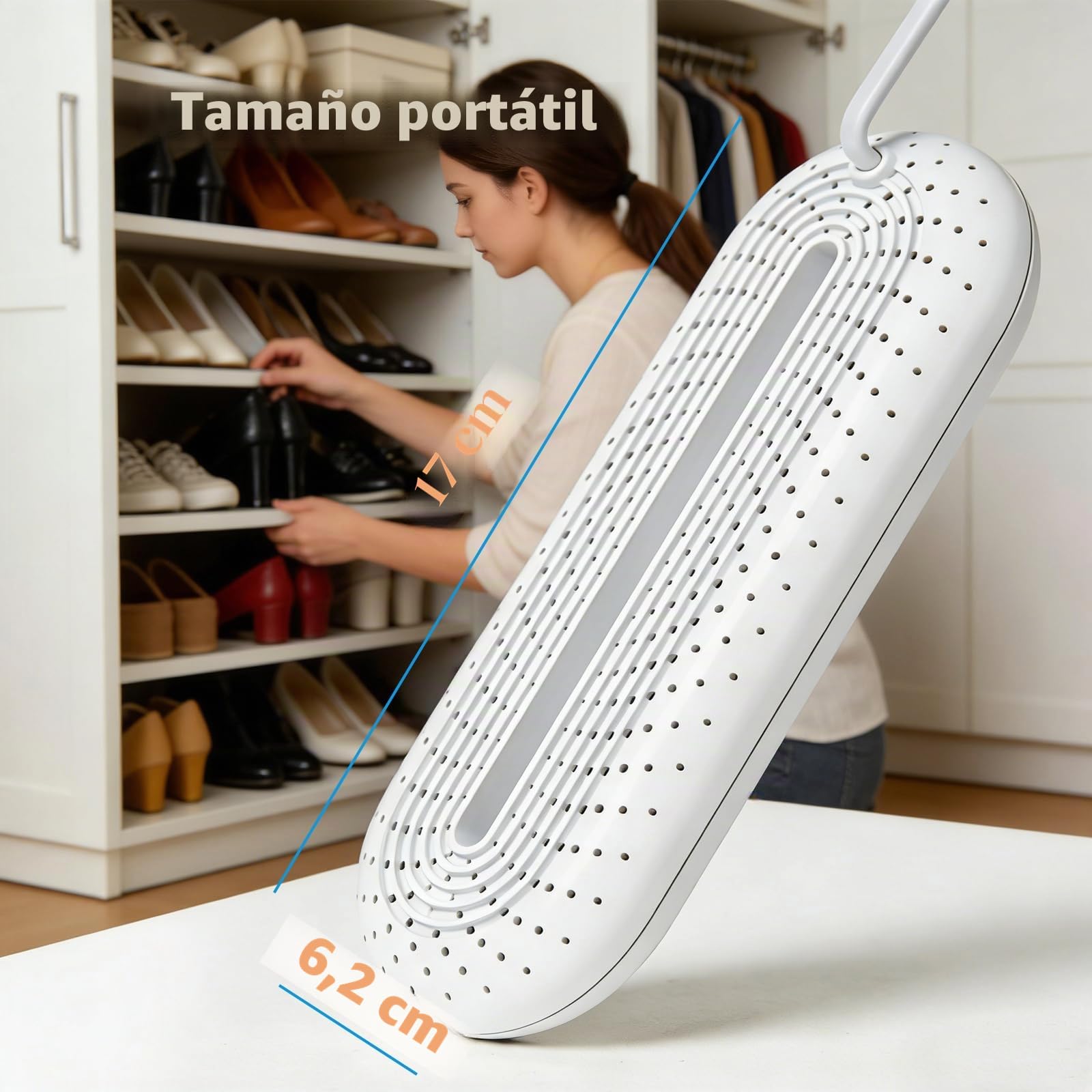 Secador de Zapatos Eléctrico, Calentadores de Zapatos y Botas, Deshumidificar Zapatos & Eliminar Olores, Apagado Automático Temporizado (UE Enchufe)