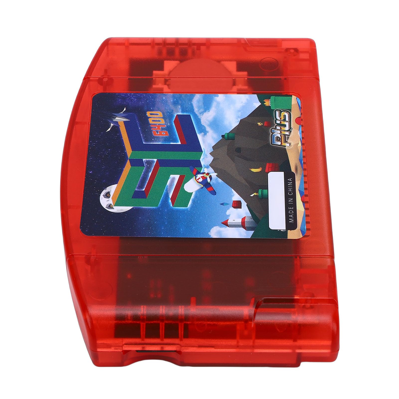 Plyisty Cartucho de Juego de Código Abierto Apto para Consola N64, Cartucho de Juego Retro HD de Lectura Rápida con Copia de Seguridad de Guardado Automático (rojo transparente)