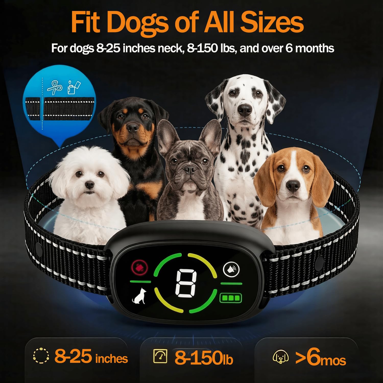 Collar antiladridos para perro, ajustable frecuencia antiaboiement pour chien para perros grandes, medianos y pequeños, perros ultrasonidos dispositivos antiladridos