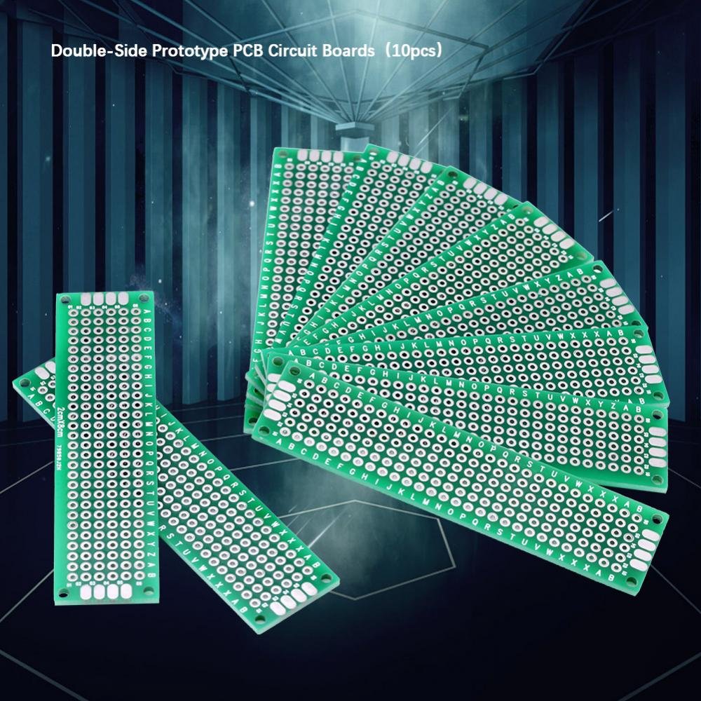 Akozon Basetta Millefori, 10 pz Doppia Faccia Prototipazione Circuiti Stampati Universale Componenti Elettronici per Saldatura a Saldare Fai te 2 x 8 cm