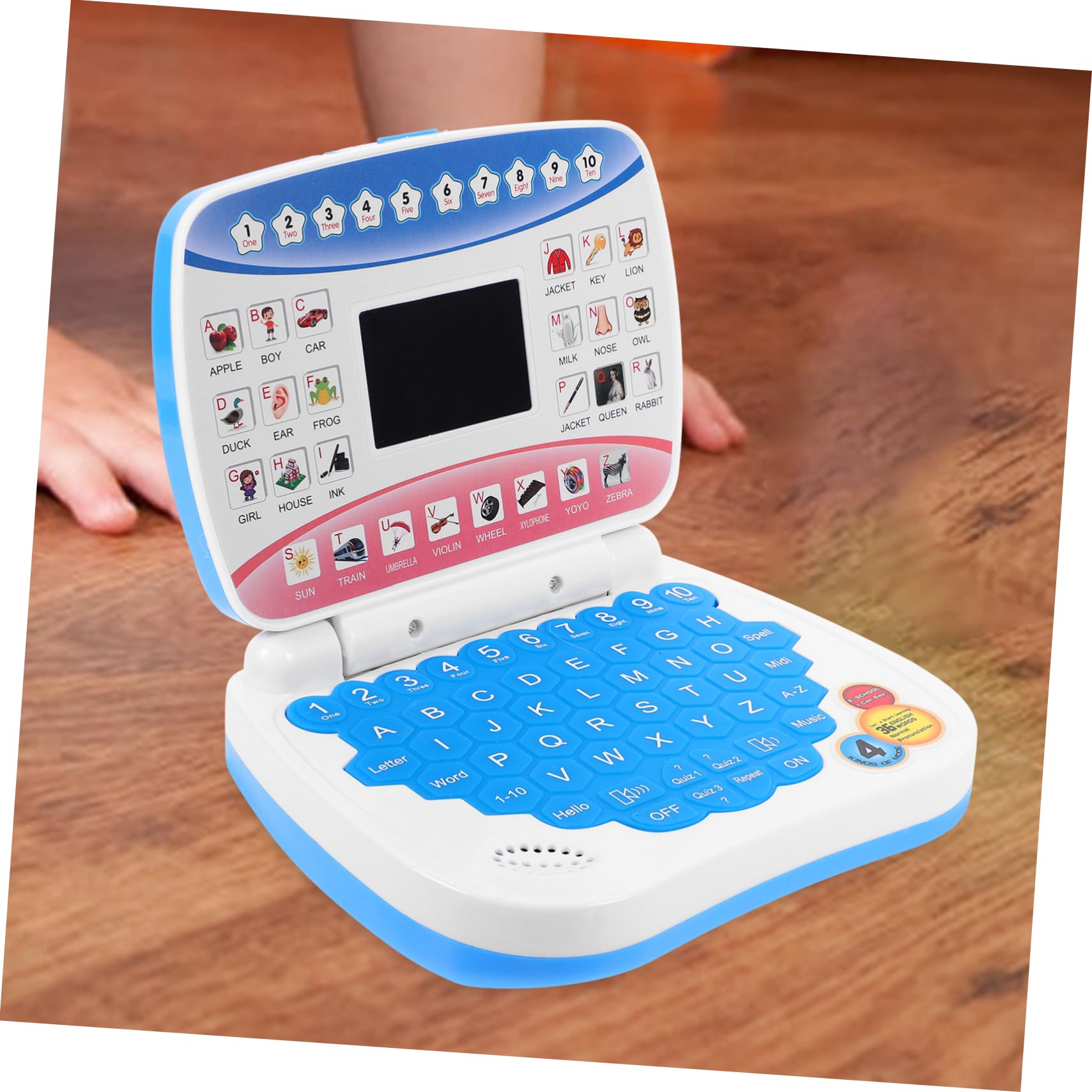 Computer Didattico per Bambini Schermo Led, Laptop Blu | Festa Scuola Decor, Musica Integrata, 3 X Aa Non Incluse, Ps e Componenti Elettronici