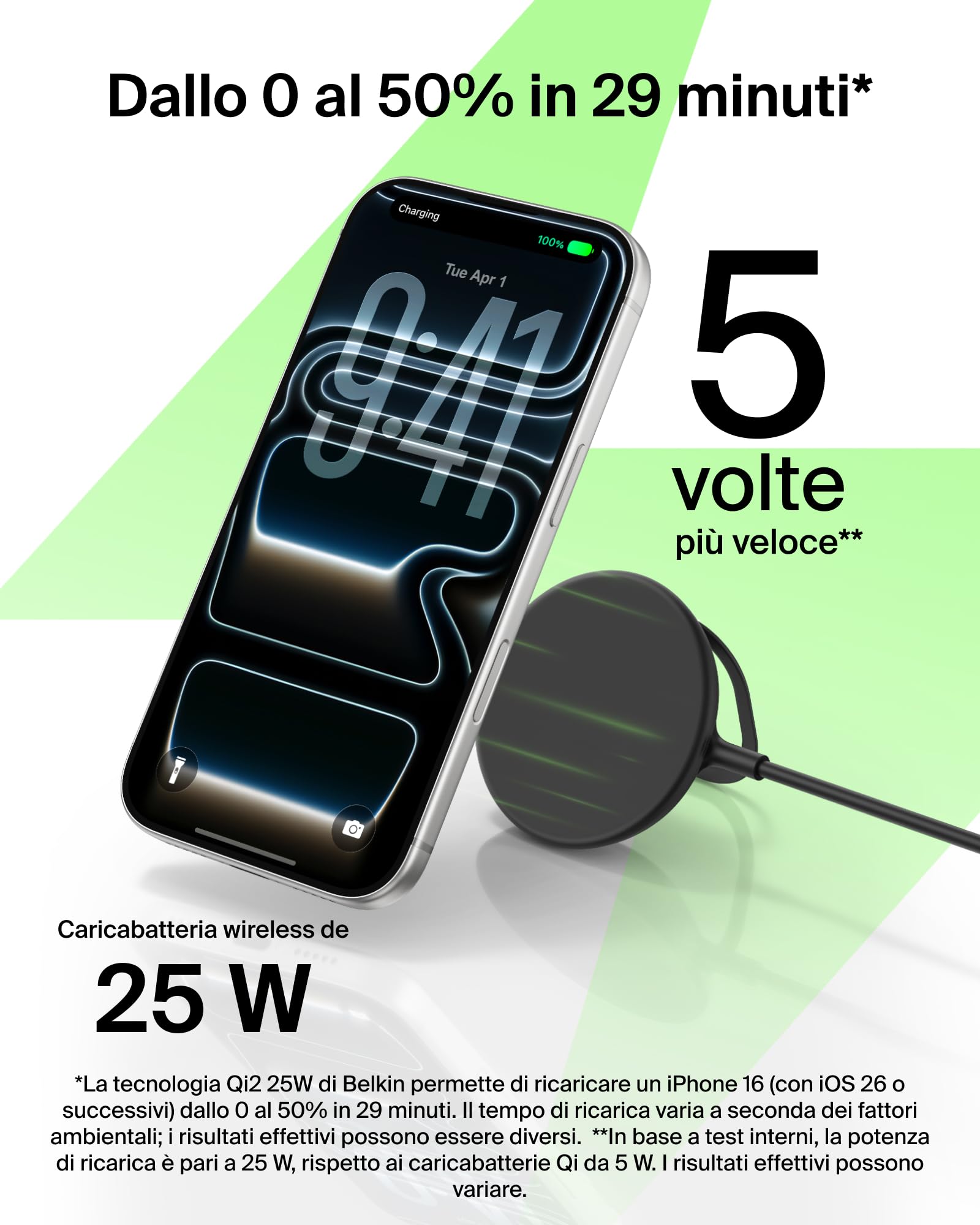 Belkin UltraCharge Chargeur Magnétique Qi2 25 W, Chargeur Sans Fil Rapide, MagSafe Avec Technologie De Refroidissement Passive, Support Pour L'iPhone 17 (Tous Modèles), Pixelsnap, AirPods Pro - Noir