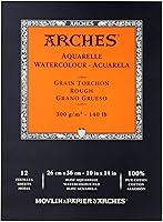 Vista 5 de Almohadilla de papel de acuarela Arches, 140 libras, prensa fría, 9"x12