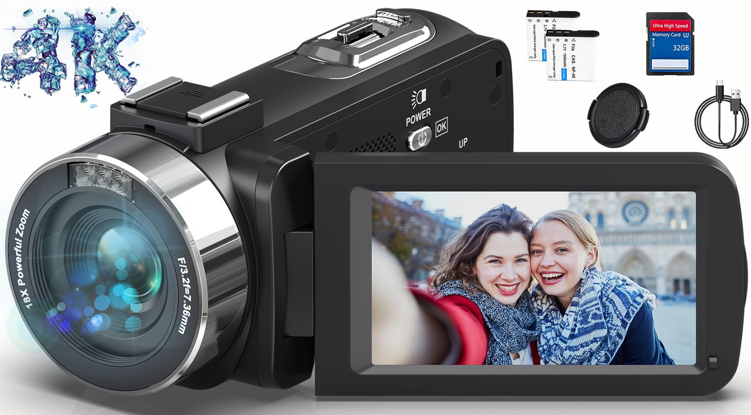 Windancy Caméra vidéo 4K Ultra HD 1080p Vlogging Caméra pour YouTube