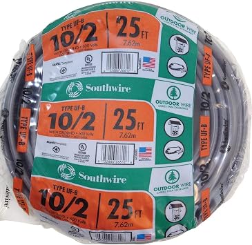 Southwire 13056721 Romex SIMpull 10/2Uf-W/Gx25 Type Uf-B Building Wire, 10/2, 25 Ft, PVC
