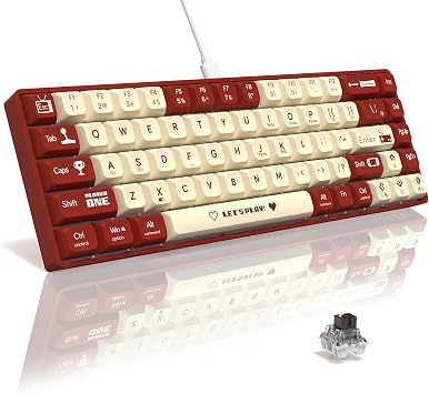 A.JAZZ AK680 65% Kablolu Hotswap Mekanik Oyun Klavyesi,68 Tu lu Ta nabilir Anti-Ghosting Klavye,G kku a  Arkadan Ayd nlatmal  Programlanabilir,EVA Sandvi ,Ergonomik,Kahverengi Anahtar-K rm z