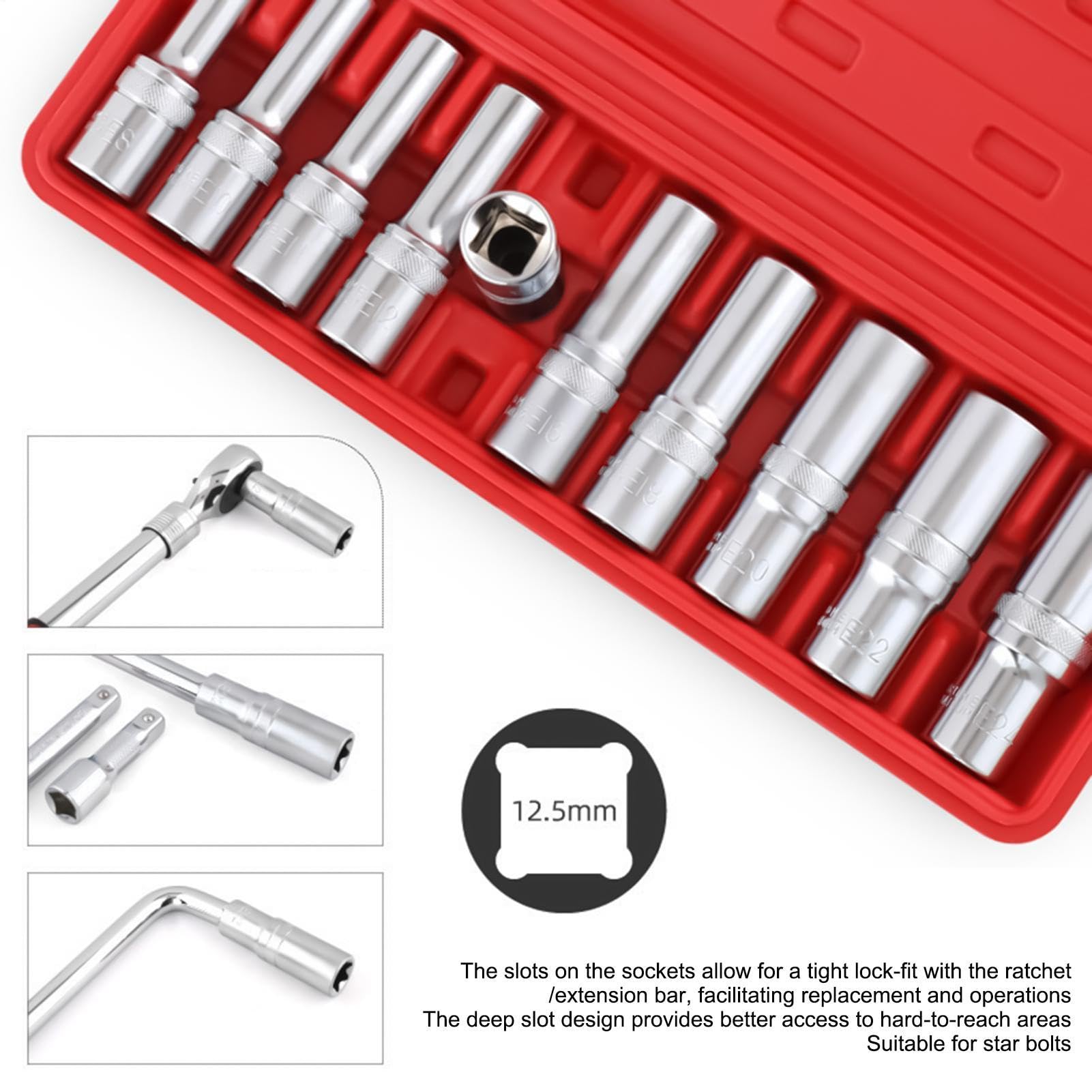 10-piece Alloy Steel Set - Star Bit Sockets | External Star Shape Torque