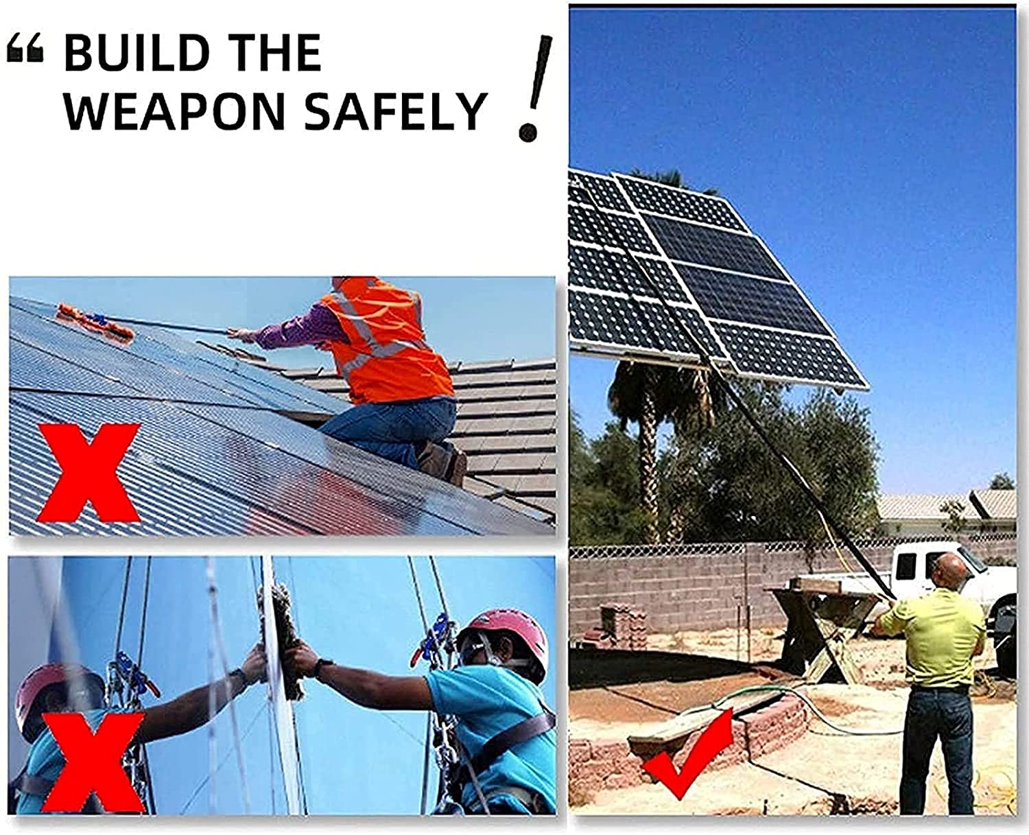 Cepillo pértiga con Suministro de Agua, Extensible de 10,8 m (36 pies), Kit de Limpieza de Ventanas y Paneles solares con Cabezal de Cepillo de 50 cm para Uso en Exteriores.