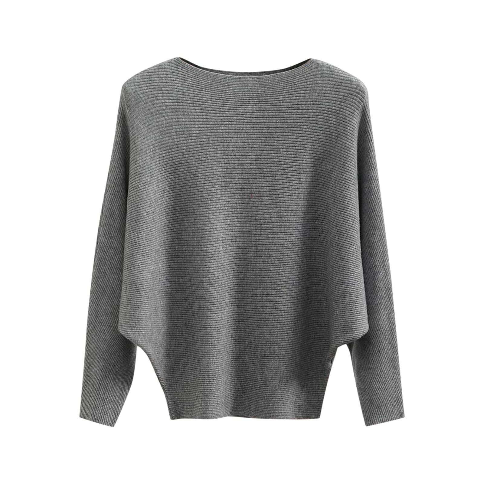 Womens Boat Neck Bat Sleeve Knitted Sweater Probabledy Sweater Sweaters Lightweight Pullovers Tops One Size