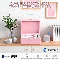 Vista 3 de CD Player Portable Bluetooth, Pink Retro CD Player Leather for Home Music Player, Rechargeable Battery & Built-in Speakers, USB & AUX Playback