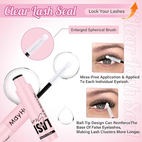 Mayhug 4-in-1 Lash Cluster Glue Kit with Remover and Tweezers, Waterproof