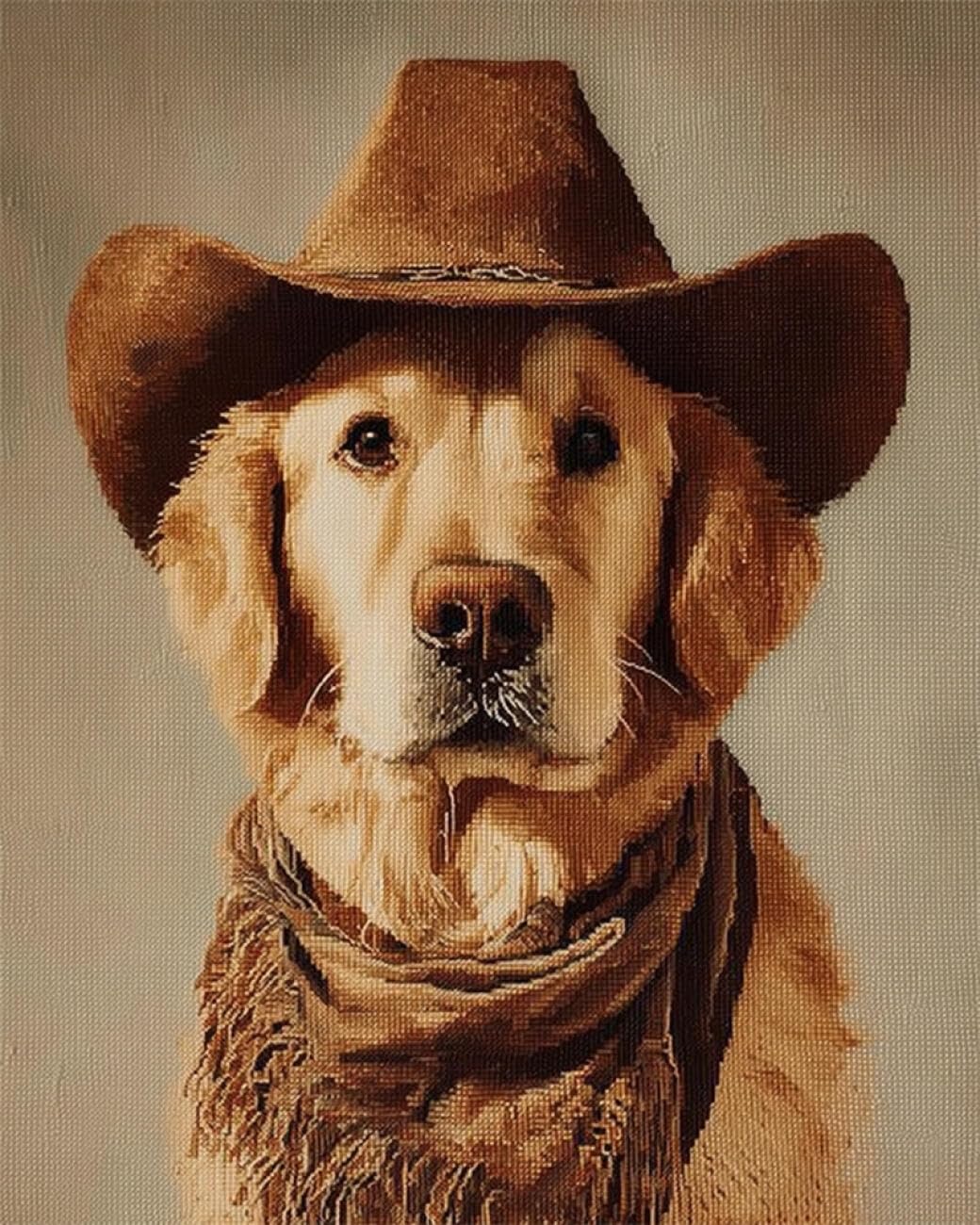 RKFLGEW DIY Bead Embroidery Kit Dog Wearing A Hat 50x70cm