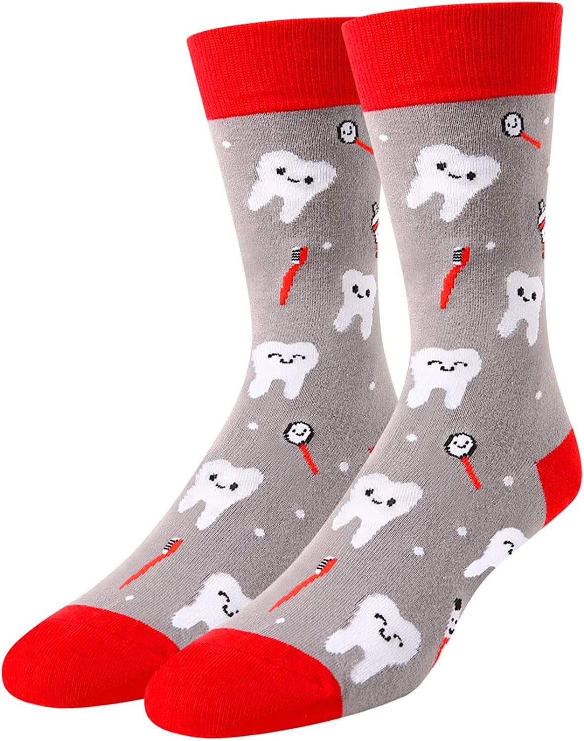 Zmart Men's Novelty Funny Med Teeth Crew Socks,Medical Dental Tooth Hygiene Gift