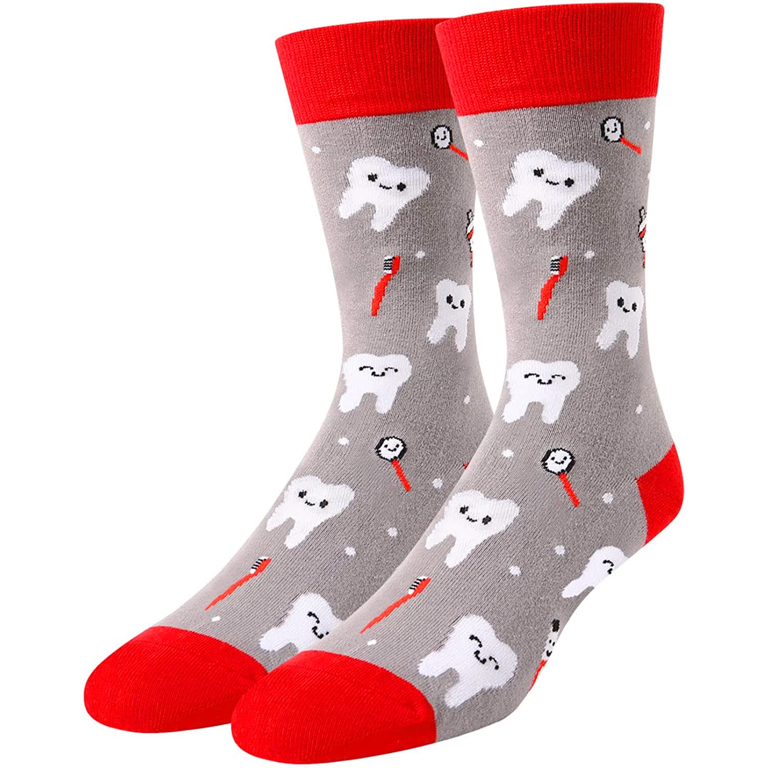 Zmart Men's Novelty Funny Med Teeth Crew Socks,Medical Dental Tooth Hygiene Gift