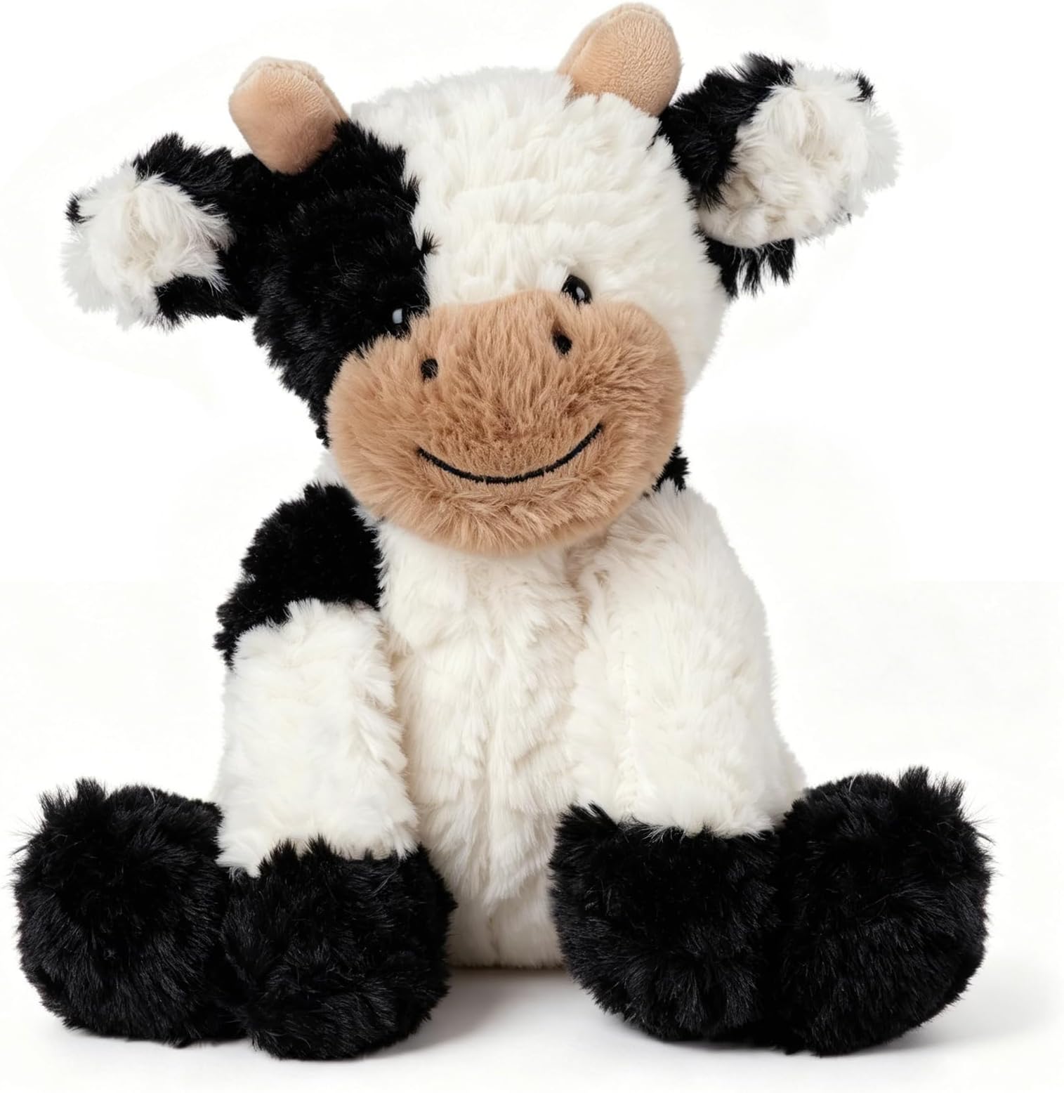 Hopearl Adorable Cow Plush Toy Floppy Dairy Cattle Soft Kawaii Cow Stuffed Animal Cute Birthday Holiday Gift for Boys Girls Kids Toddlers, 9''