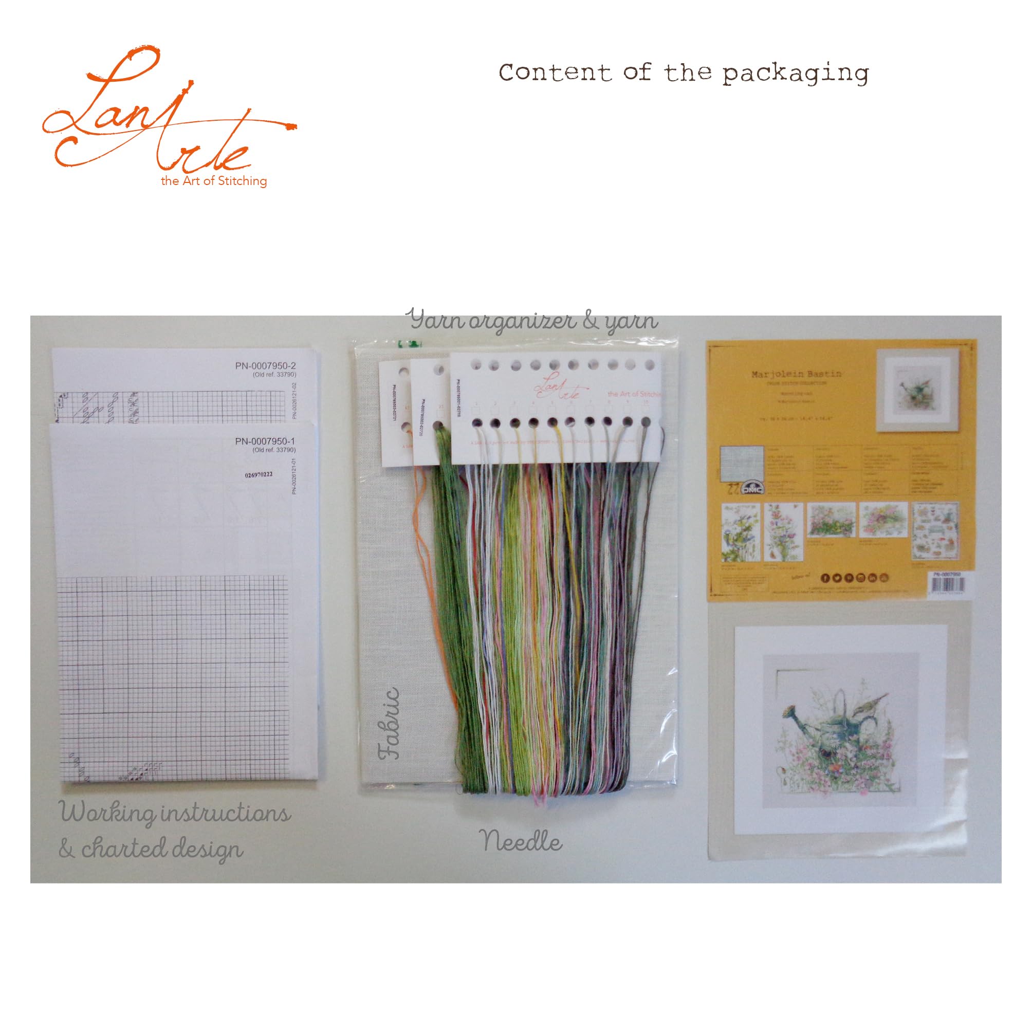 Lanarte Kreuzstich Stickpackungen Gezählter Kreuzstichbilder Set GIESSKANNE Wanddekoration Handarbeit Set für Erwachsene ca. 36 x 36 cm DIY Deko Bastelset Handwerker Kreative Geschenkset