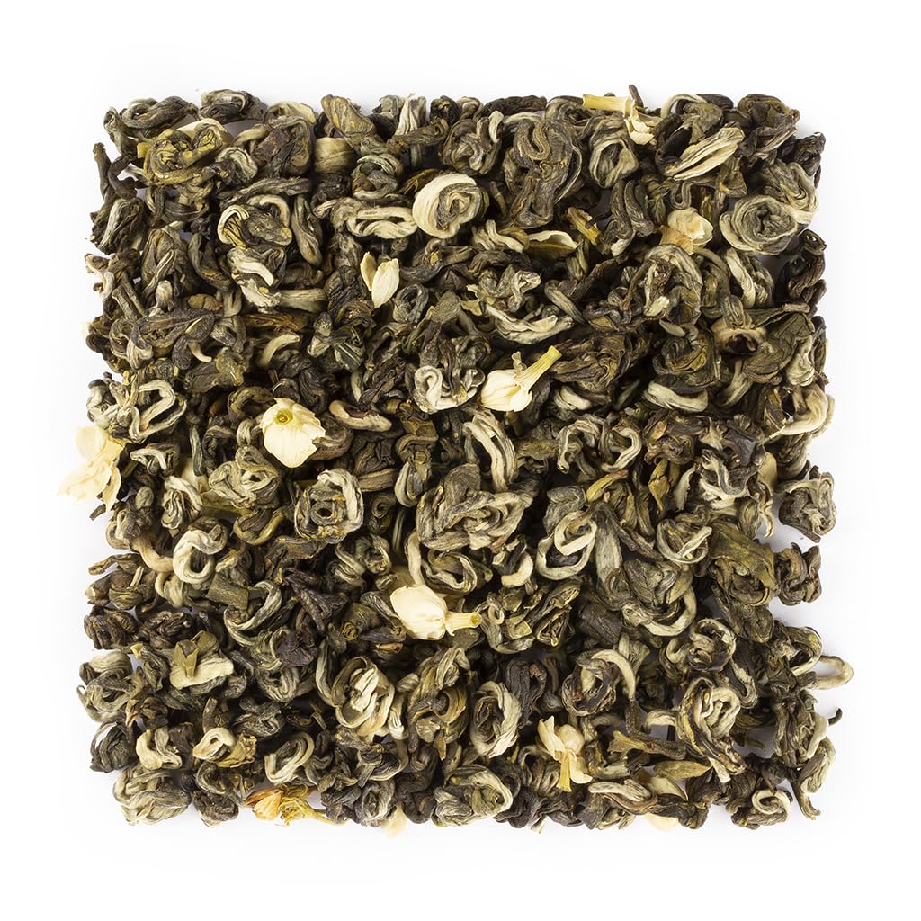 WHF Jasmine Green Tea, Superior Snow Conch Loose Tea, Hand-Rolled Leaf Conch Shape, Naturally Scented Elegant Jasmine Floral Fragrance, Low Caffeine, 4 Ounce
