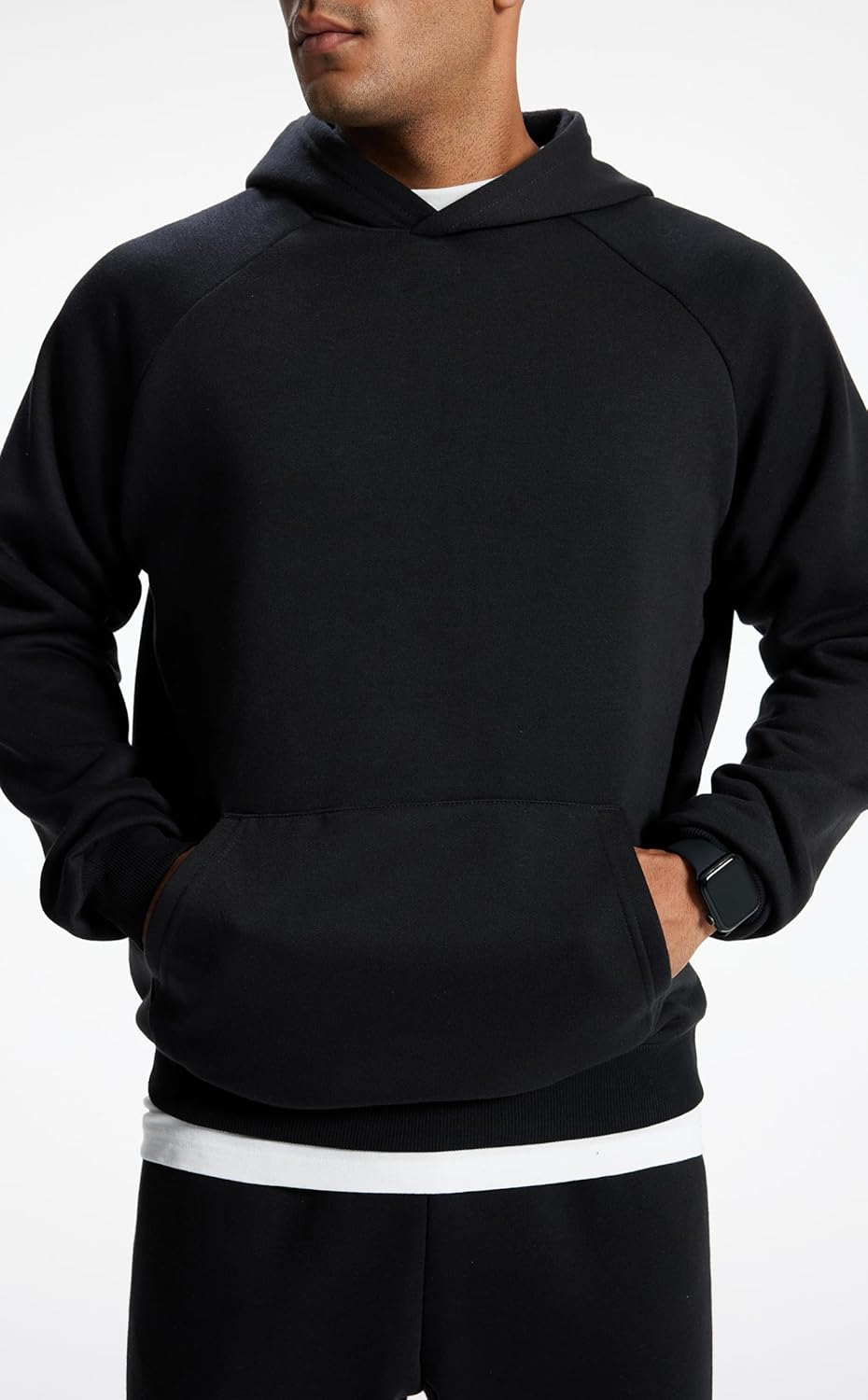 Men's Relaxed Fit Cotton Raglan Sleeve Hoodies Pullover Hooded Sweatshirt Casual Long Sleeve Shirts with Pocket - Image 3