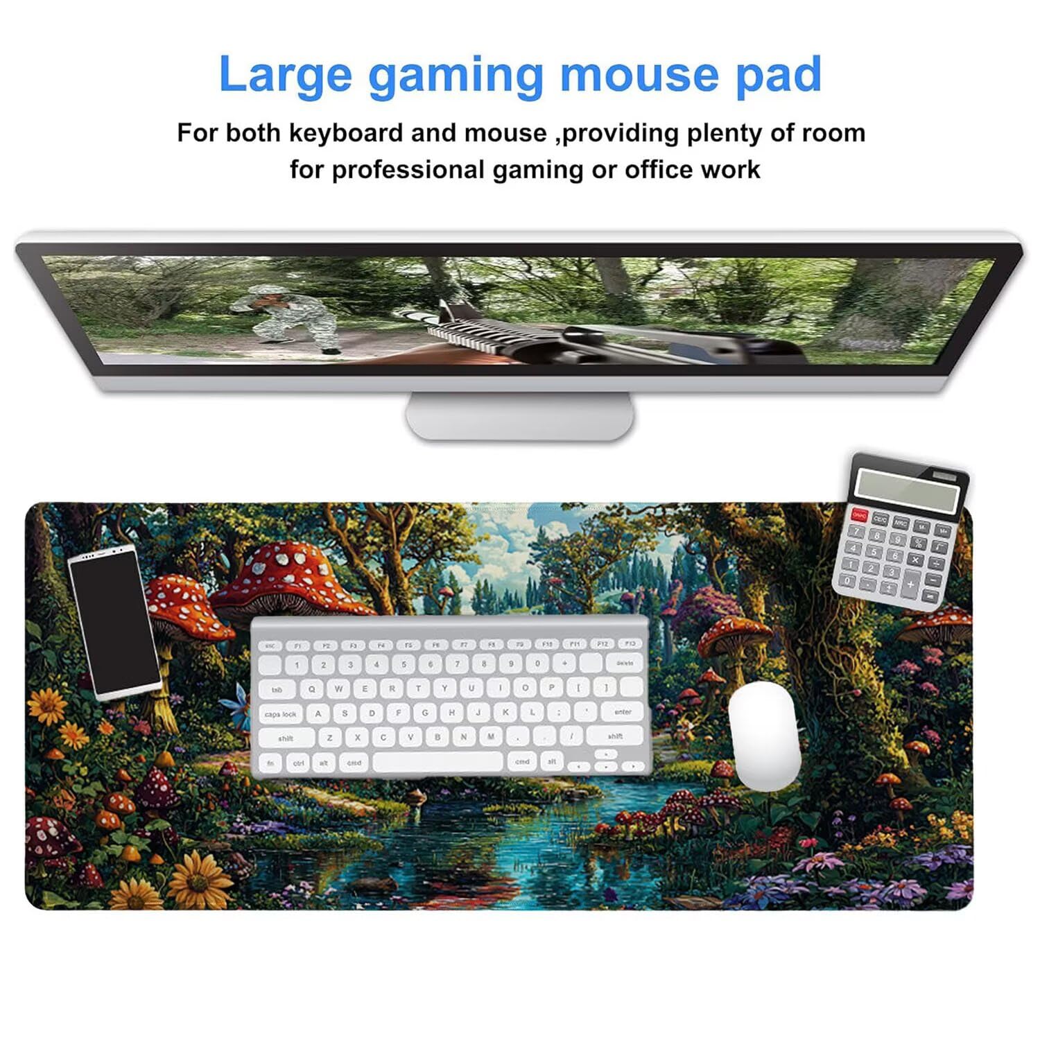 Podkładka pod mysz do gier, 1600 x 800 mm, XXL, duża gamingowa podkładka pod mysz, wodoodporna podkładka pod mysz, długa podkładka na biurko z przeszytymi krawędziami, mata na biurko z gumową podstawą