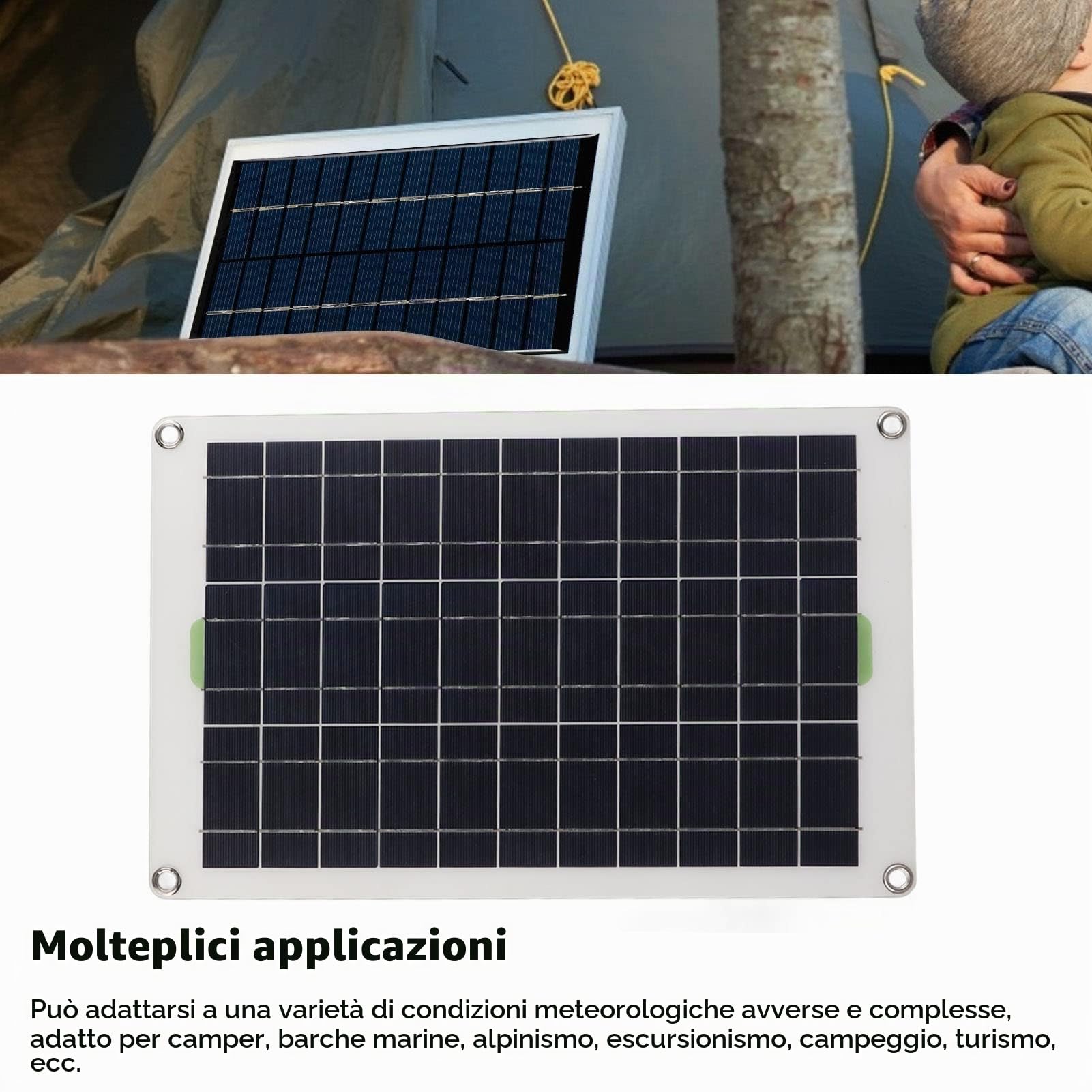 Kit Pannello Solare, 50W 30A 12V 24V Portable Monocrystalline Silicon Solar Power Panel con Controller, Suckers, Alto Tasso di Conversione Pannelli Solari per Barca