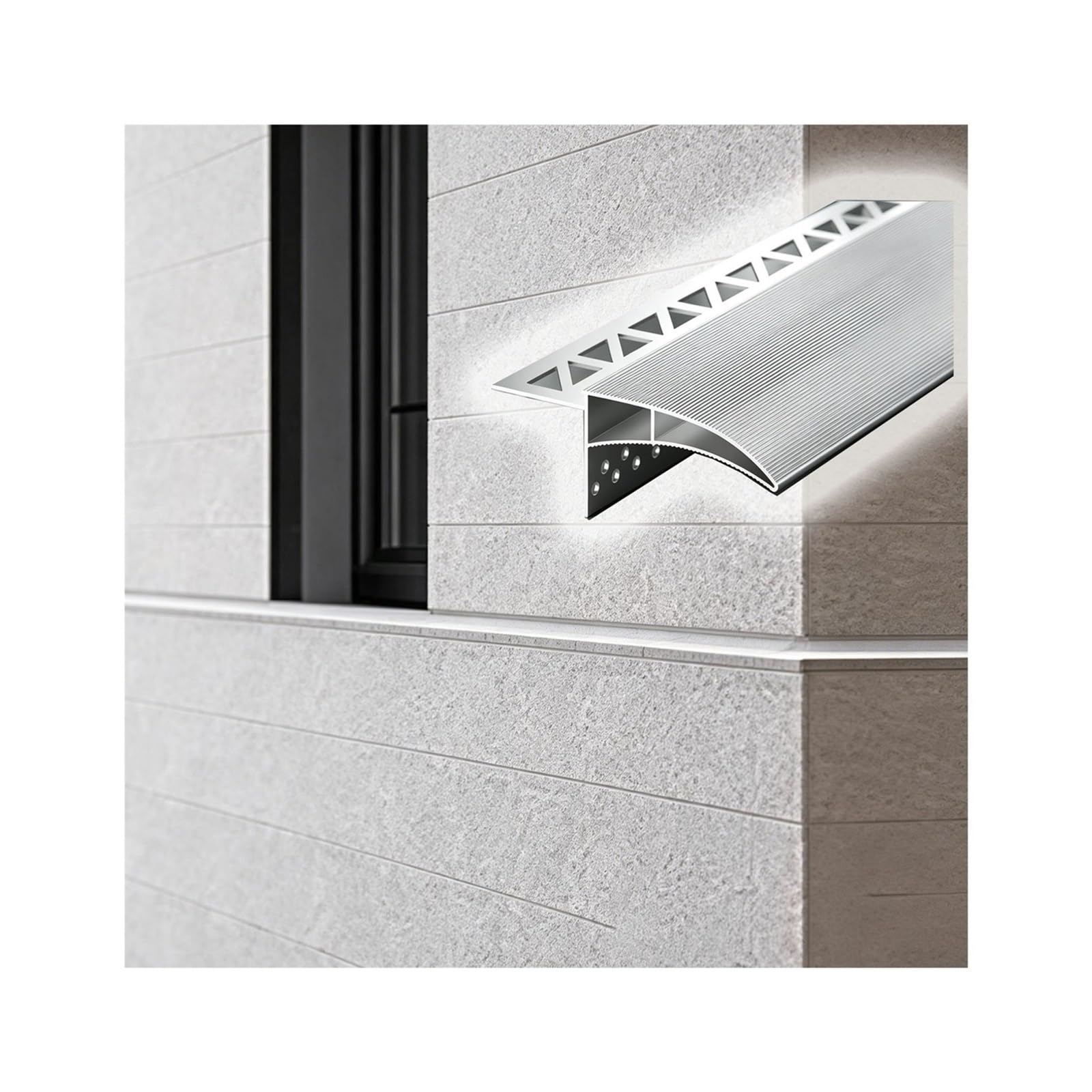Protector goterón lluvia, moldura protección pared exterior, W80mm | Banda impermeable para alféizar ventana, evita daños humedad, reflujo agua, hormigón, azulejos(L2.2m (7.2ft))