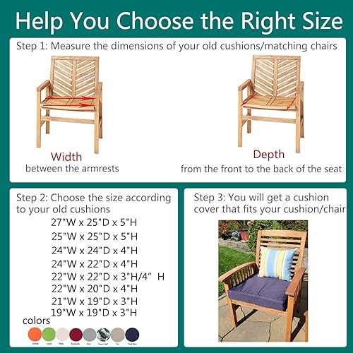Miniatura 4 de Sqodok - Fundas de cojín de patio de 22 x 20 pulgadas, fundas de cojín impermeables para muebles de patio, paquete de 4 fundas de cojín de repuesto