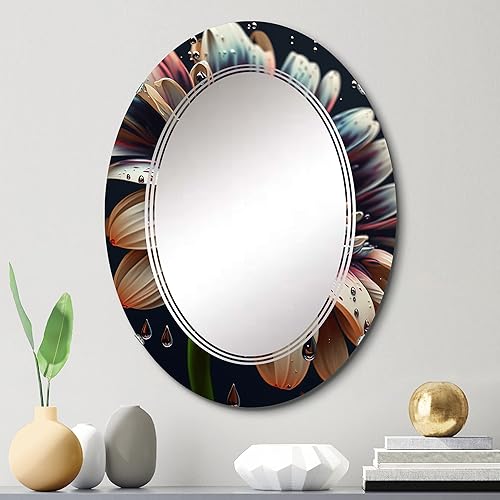 Miniatura 2 de DesignQ Modern Blooming Daisy I - Espejo de tocador, espejos de baño, espejos de pared para sala de estar, dormitorio, espejo ovalado, grande, 20 x