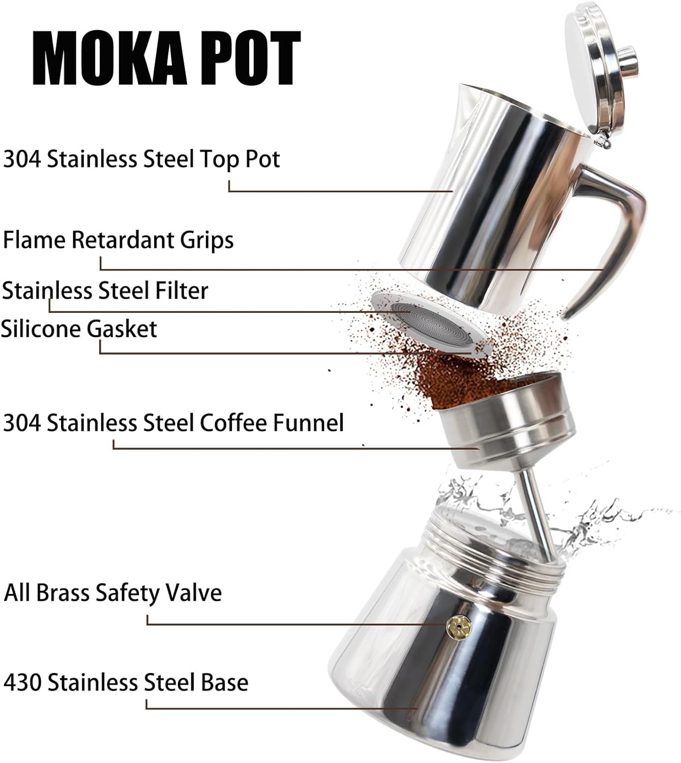 DITOSH 12 Cup Thickened 304 Stainless Steel Moka Pot Stovetop Espresso Maker Espresso Maker Cafeteras Italian Coffee Maker Capable Mocha Coffee Machine Greca Coffee Maker for Home & Camping 600ml 20oz 5 71NdpmVF 4L. AC SL1500