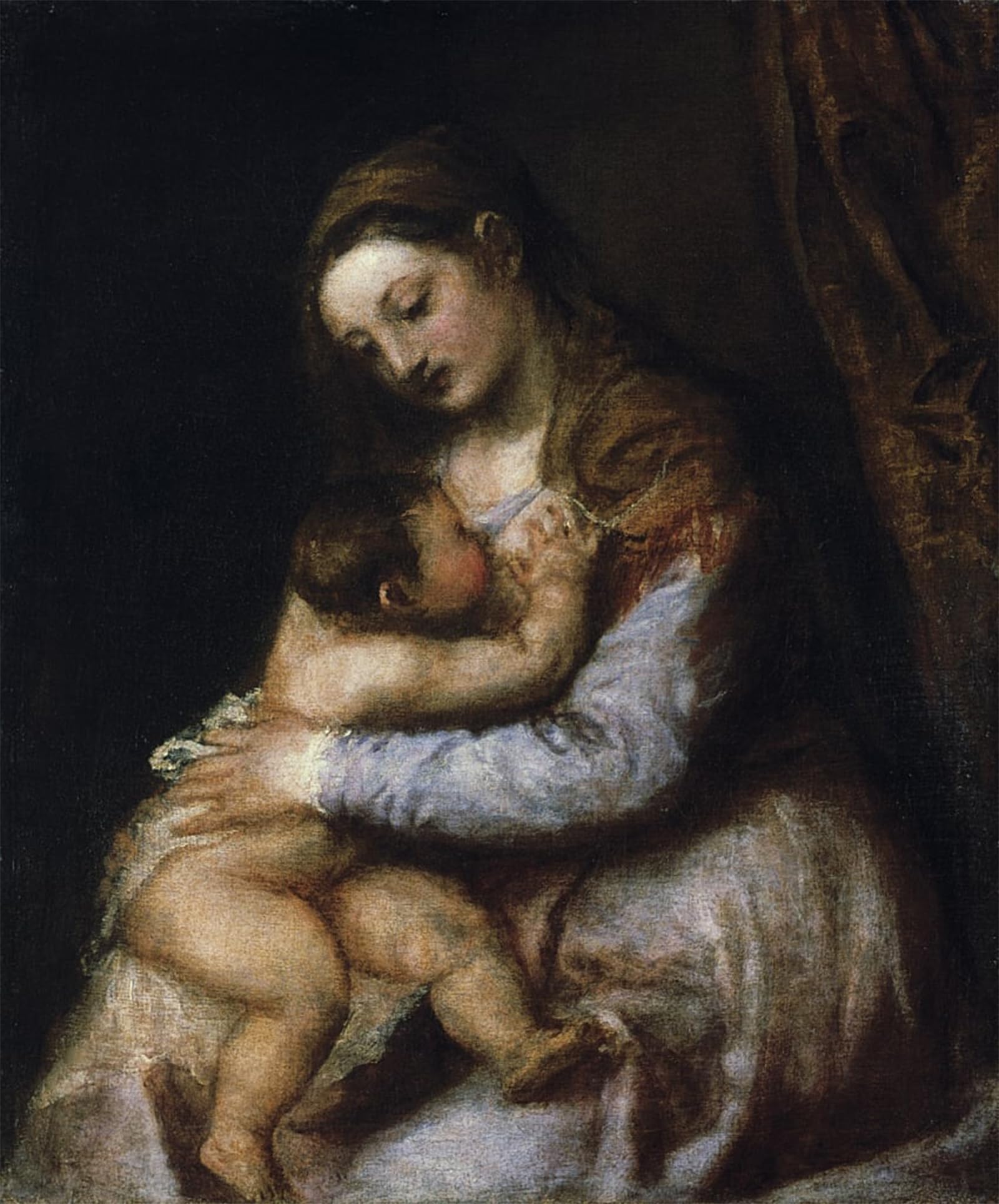 ARTXLXXBN Famous Art Print Poster Vintage Wall Art the Virgin and Child by Tiziano Vecelli Canvas Art Poster for Home Decor 60x90cm