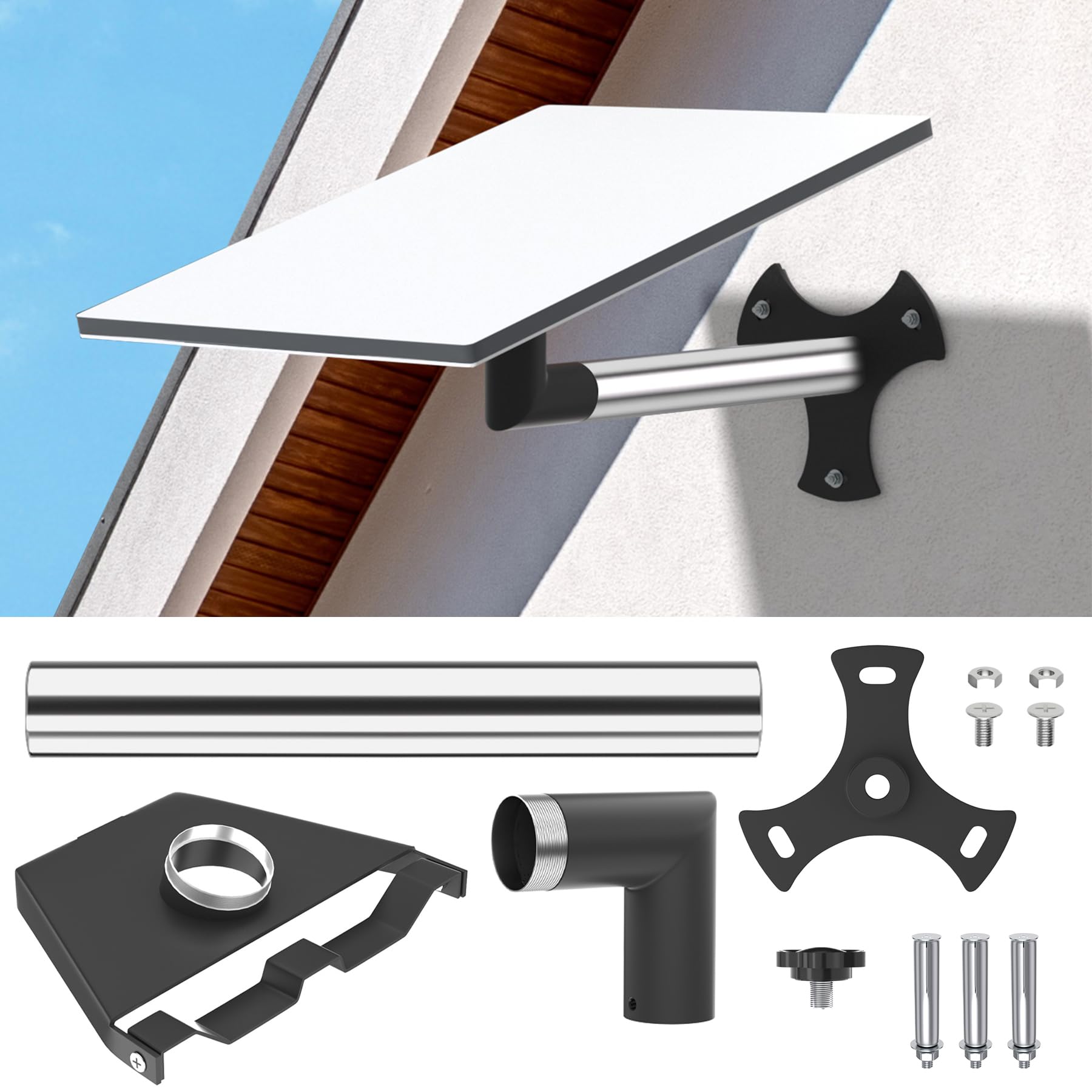 Starlink Gen 3 Wall, Roof & Pole Mount Kit - Compatible with Starlink V3 Dish, Includes 1.3 FT Stainless Steel Pipe, Adapter & Bracket for Secure Installation