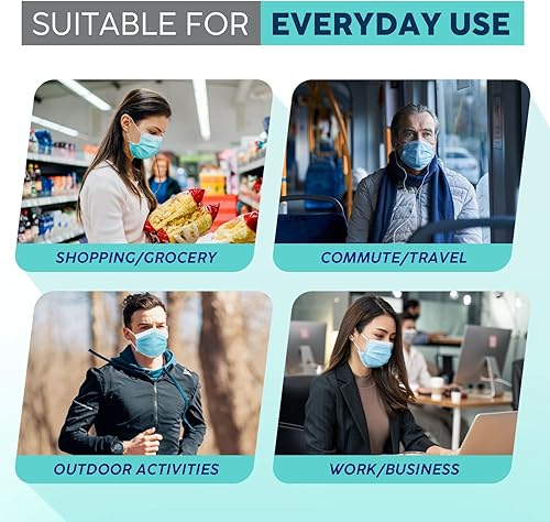 Miniatura 4 de Mascarillas desechables de seguridad de 3 capas, 50 unidades, 3 capas, máscara protectora azul para uso diario, cubrebocas transpirables, antipolvo,