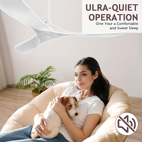 Miniatura 3 de CLUGOJ Ventilador de techo blanco, ventiladores de techo modernos con control remoto, ventiladores de techo para interiores y exteriores para