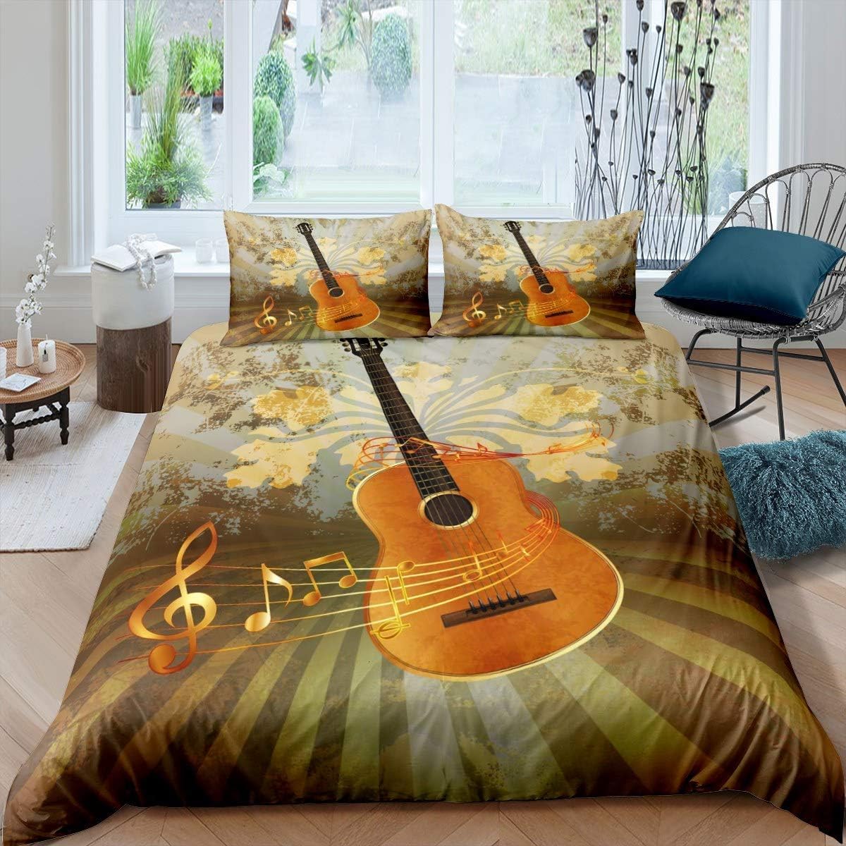 Parure de lit musique de guitare, le cadeau parfait pour les adultes passionnés de rock