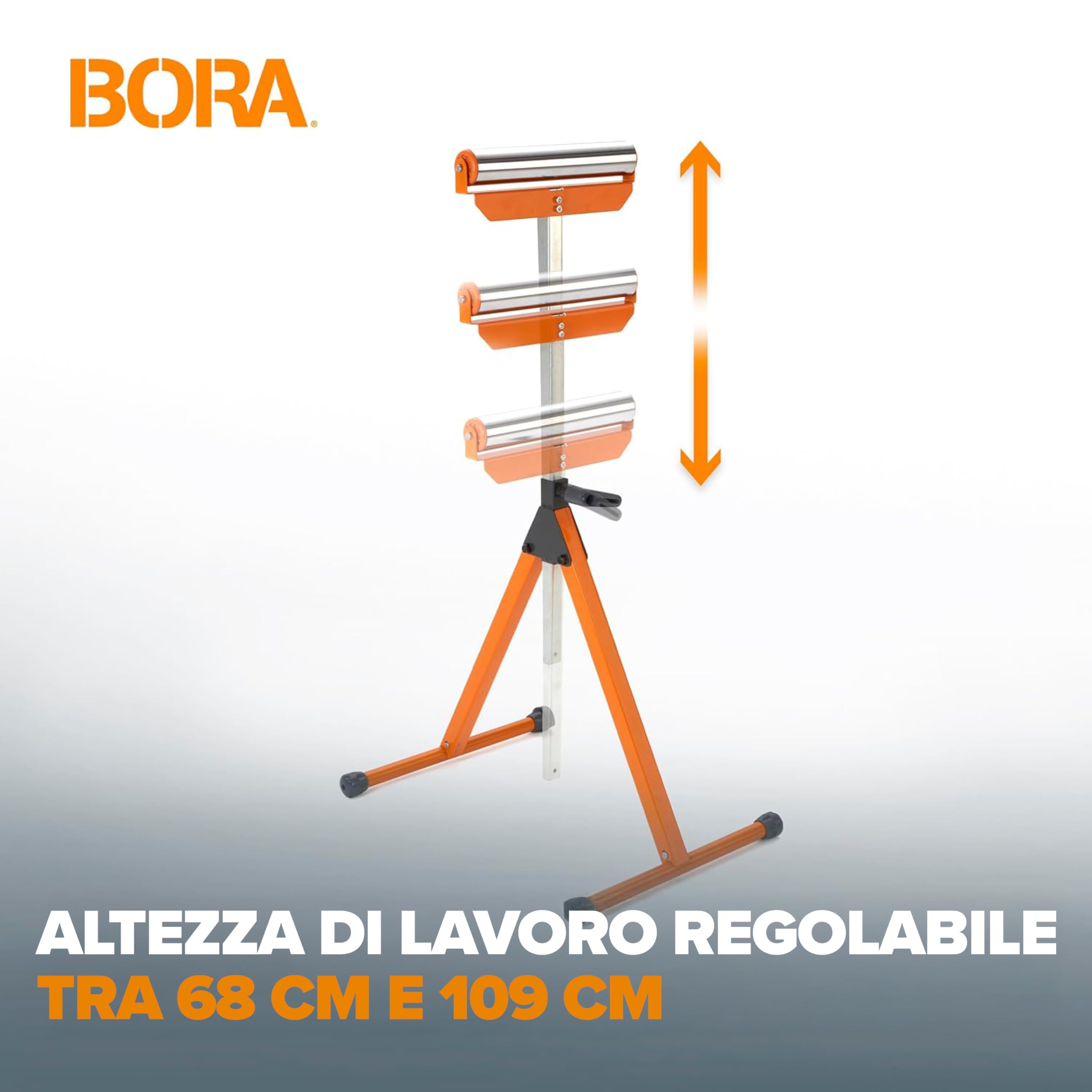 'Bora Portamate PM-5090 Adjustable Pedestal Feed Roller Support with 11-1/4'' Ball Bearing Steel Roller'