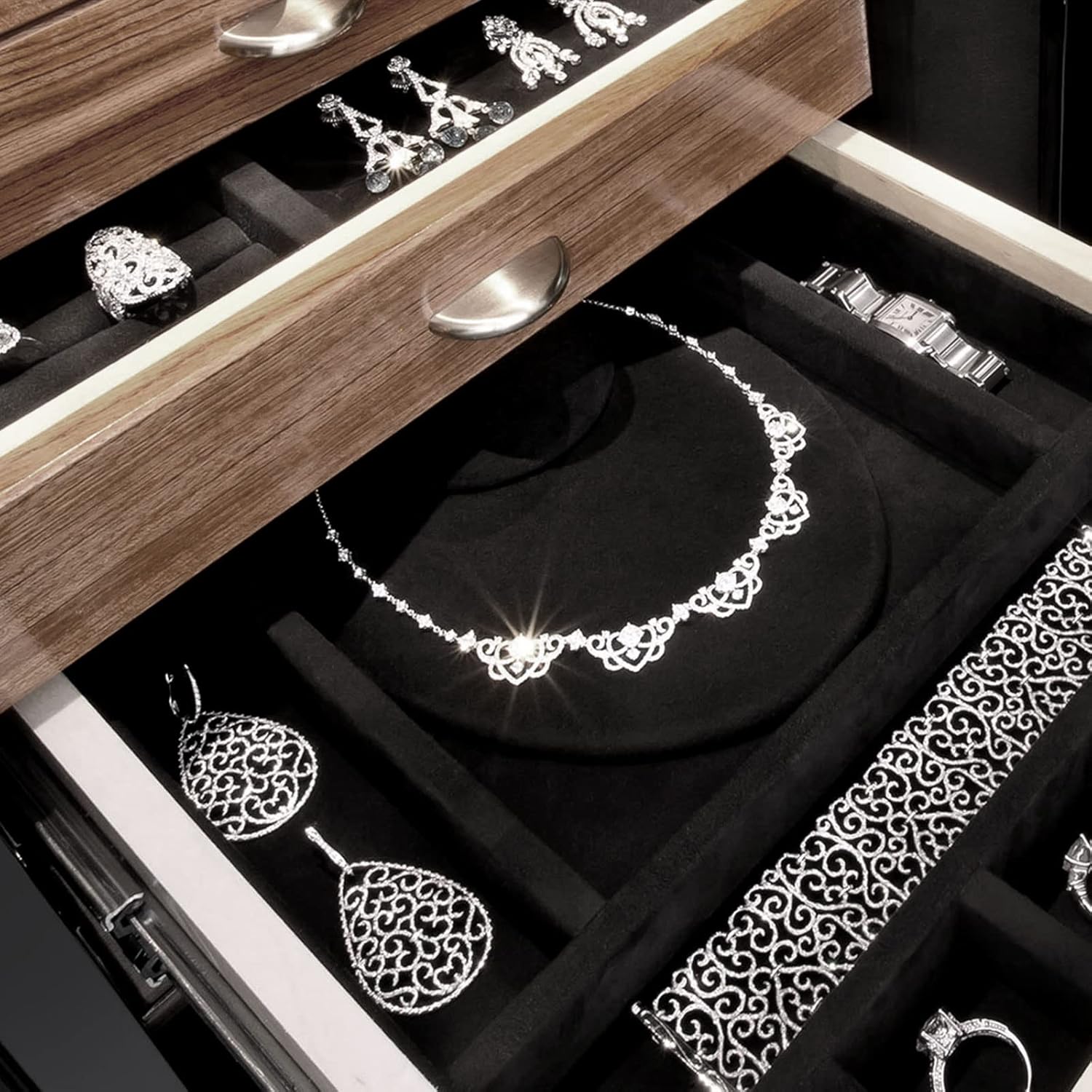 CertBuy 200" x 15.7" Self Adhesive Black Felt Roll, Black Drawer Liner, Flocking Liner for Jewelry Drawer Art Crafts DIY Project Felting Fabric Peel Stick, Jewelry Box Felt Liner