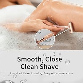 Matte Rose Gold Safety Razor, Single Blade Razors for Women, Reusable Metal Razor, with 10 Stainless Steel Double Edge Blades, Eco-friendly, Smooth & Close Shave, Plastic Free