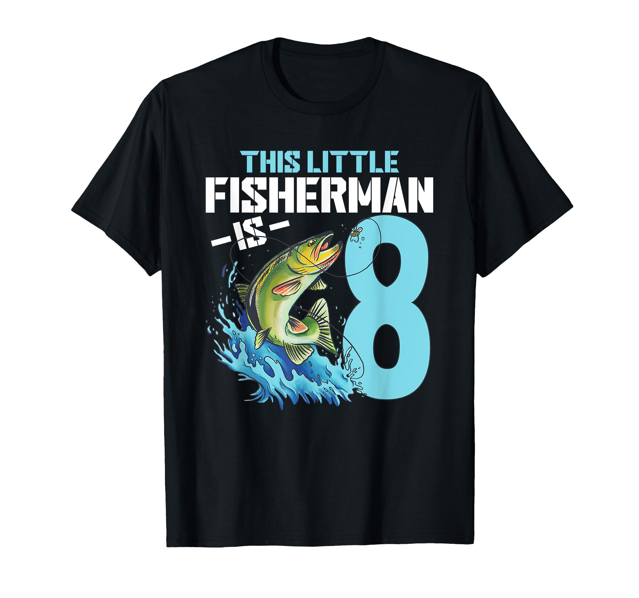Boys Fishing Birthday Shirt 8 Year Old Boy Fisherman Kids T-Shirt