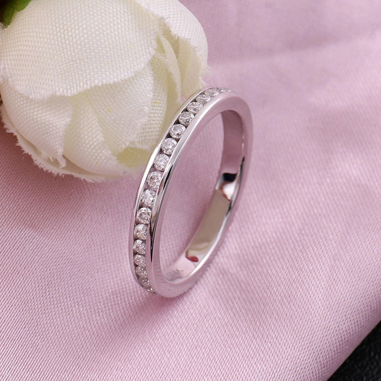 Beydodo Fedi nuziali 750 585 375 in vero oro da donna, con moissanite, anello di fidanzamento, fedi nuziali senza nichel, misura 50-62, 57 (18.1), metallo prezioso Gemma, Moissanite