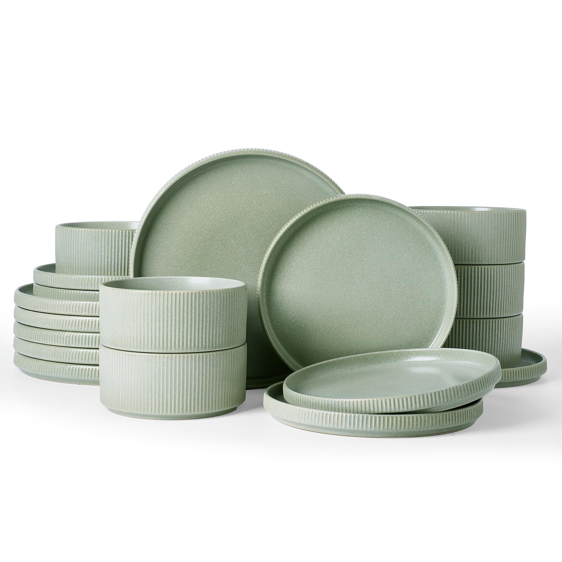 Famiware Star Plates and Bowls Sets, 18pc Modern Stoneware Dinnerware for 6