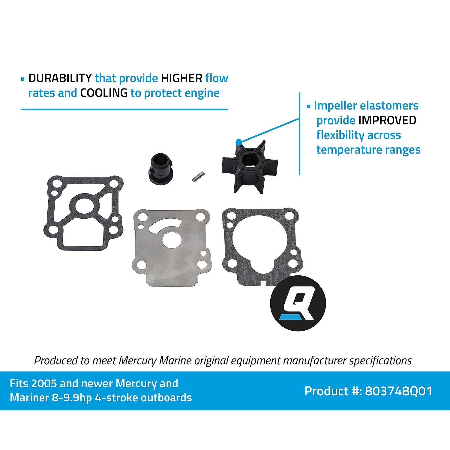 Amazon.com: Quicksilver 803748Q01 Water Pump Impeller Repair Kit