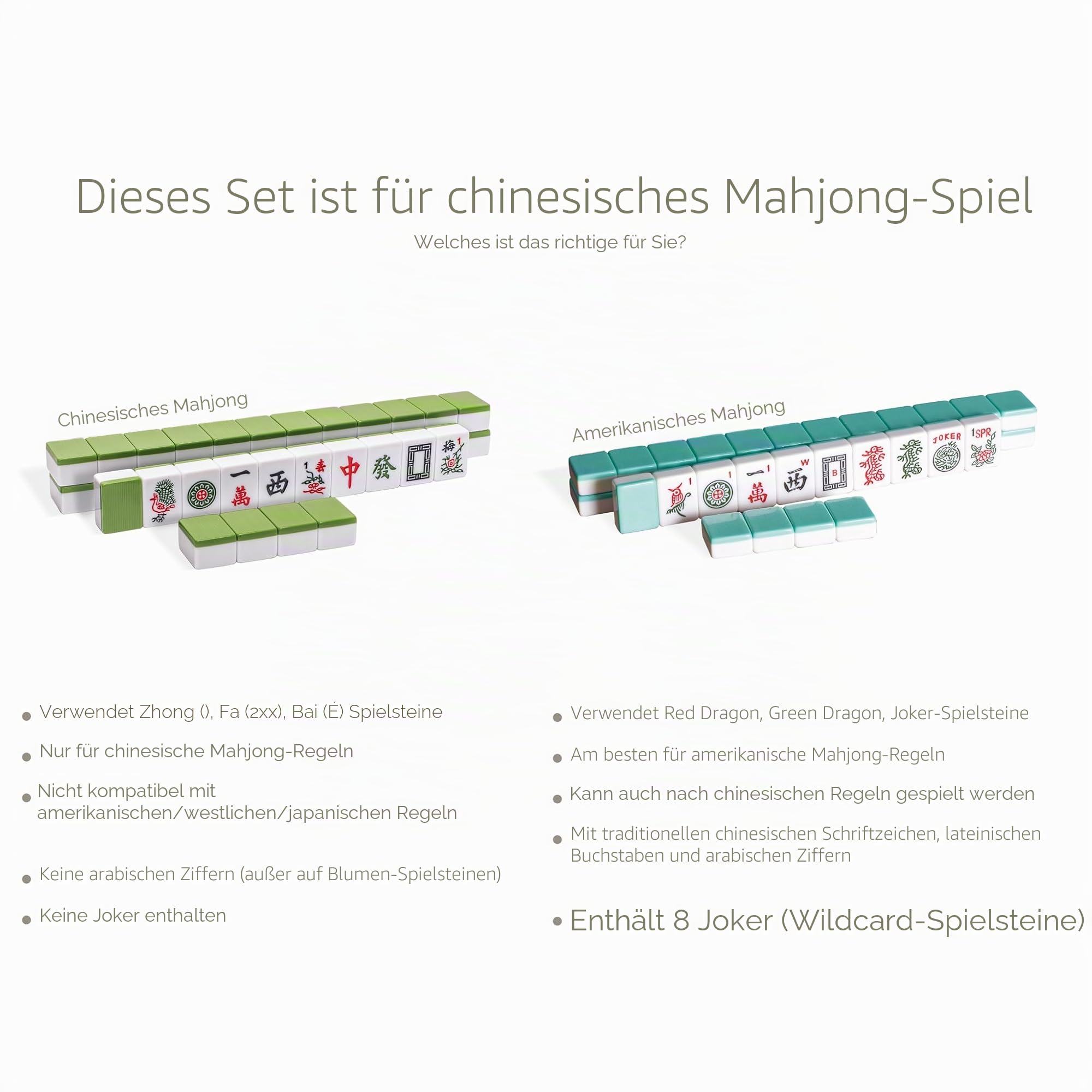 Yellow Mountain Imports Professionelles Chinesisches Mahjong-Spielset, Double Happiness (Grün) mit 146 mittelgroßen Ziegeln - Für Das Spiel Im Chinesischen Stil [專業中式麻將]