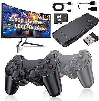 Viart Creation 2025 New TV Gaming System | Plug & Play Video Game 4K Ultra HD Game Stick with 20,000+ Built-in Games, 9 Emulators & Wireless 2 Controllers for Kids (5 Years to 16 Years) - image, photos