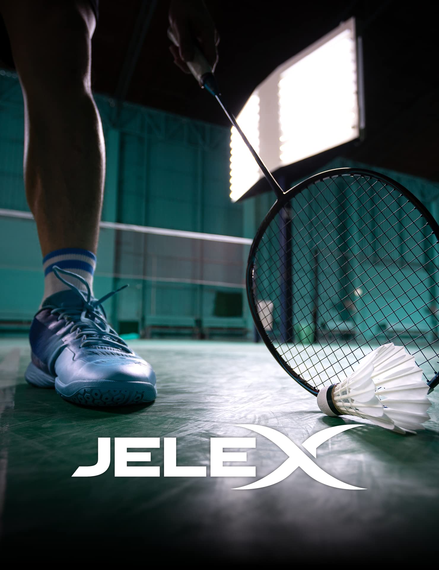 JELEX Big Utd. Lot de 4 raquettes de badminton avec 2 balles et filets, avec sac de badminton bleu de qualité supérieure pour la famille pour jouer et s'entraîner