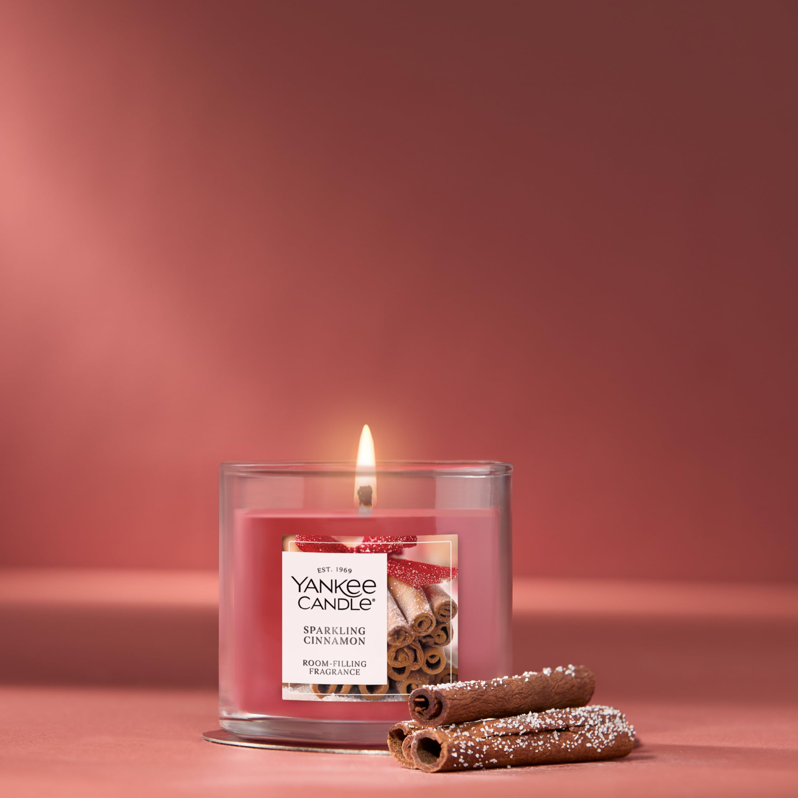Yankee Candle Signature Bougie parfumée à la cannelle pétillante à mèche unique, 122 g, plus de 20 heures de combustion, Noël | Bougie des fêtes