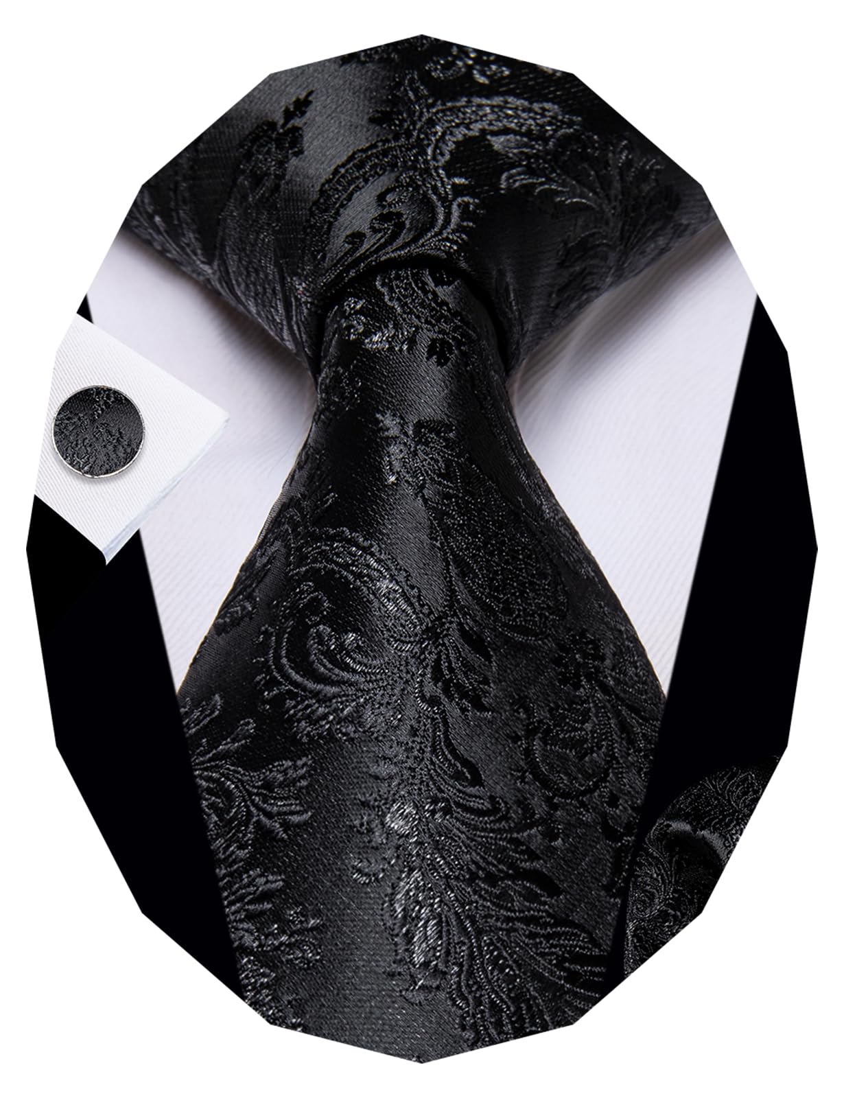 Paisley Tie Sets Floral Necktie Handkerchief Cufflinks Set Silk Woven Ties Business Wedding Party