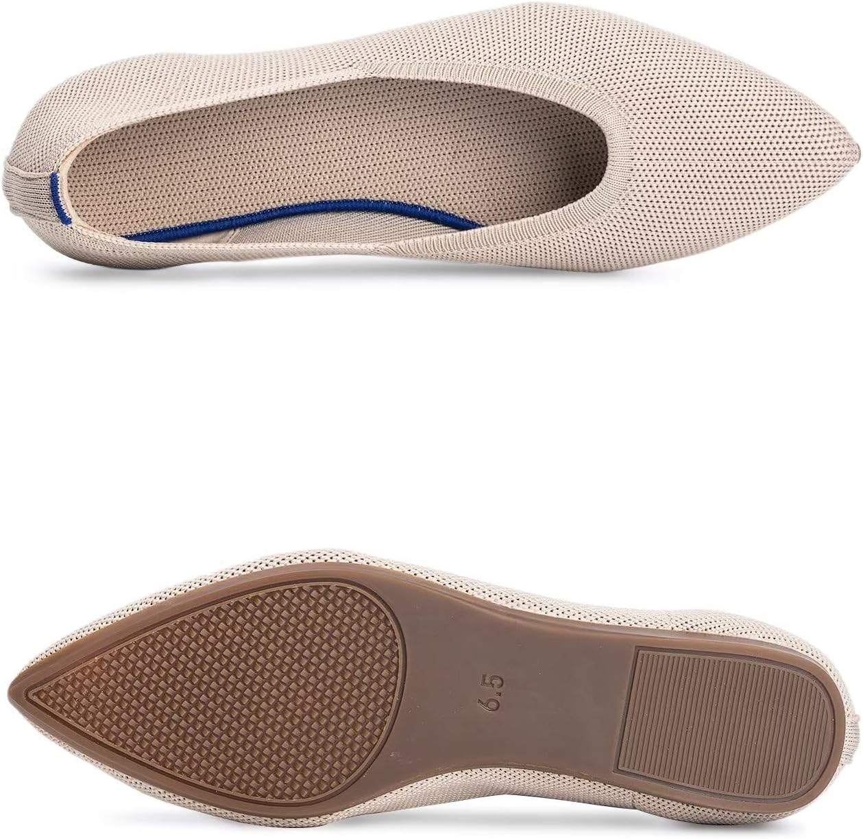 Frank Mully Womens Pointed Toe Flats Knit Dress Shoes Comfort Women Shoes Softable