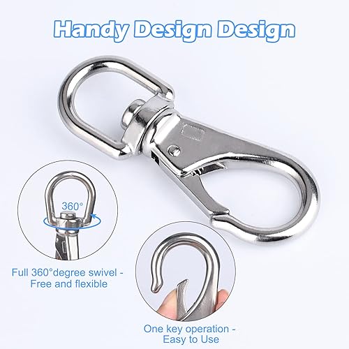 Miniatura 5 de Ganchos giratorios de acero inoxidable, paquete de 4 clips de buceo de 4 pulgadas, clips de resorte para cuerda de asta de bandera, monederos,