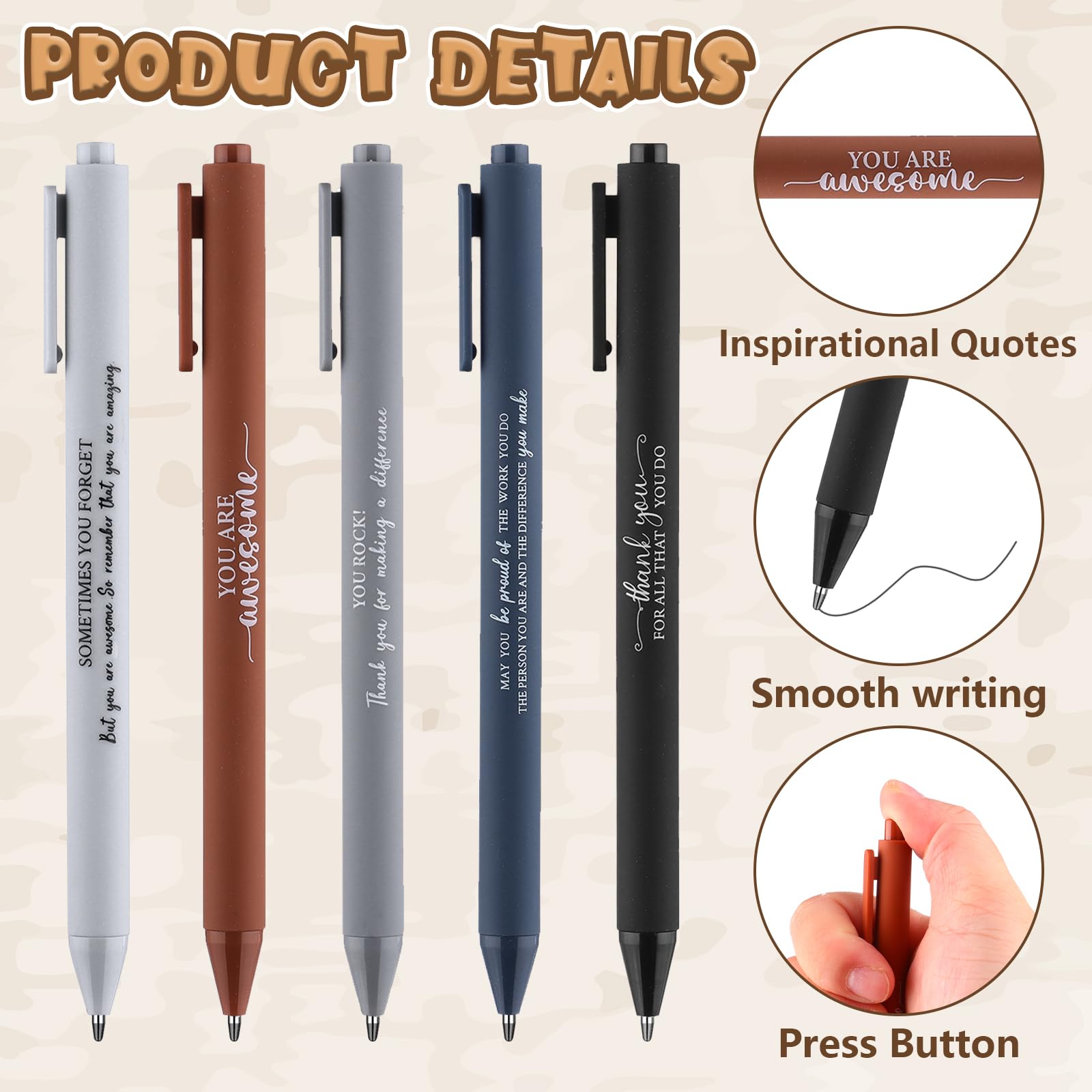 SevenMye 50 Sets Employee Appreciation Gifts Bulk Inspirational Ballpoint Pens You Rock Thank You Cards Emotional Support Gifts for Coworker Staff Volunteer Teacher Pocket Favor Office - Image 3