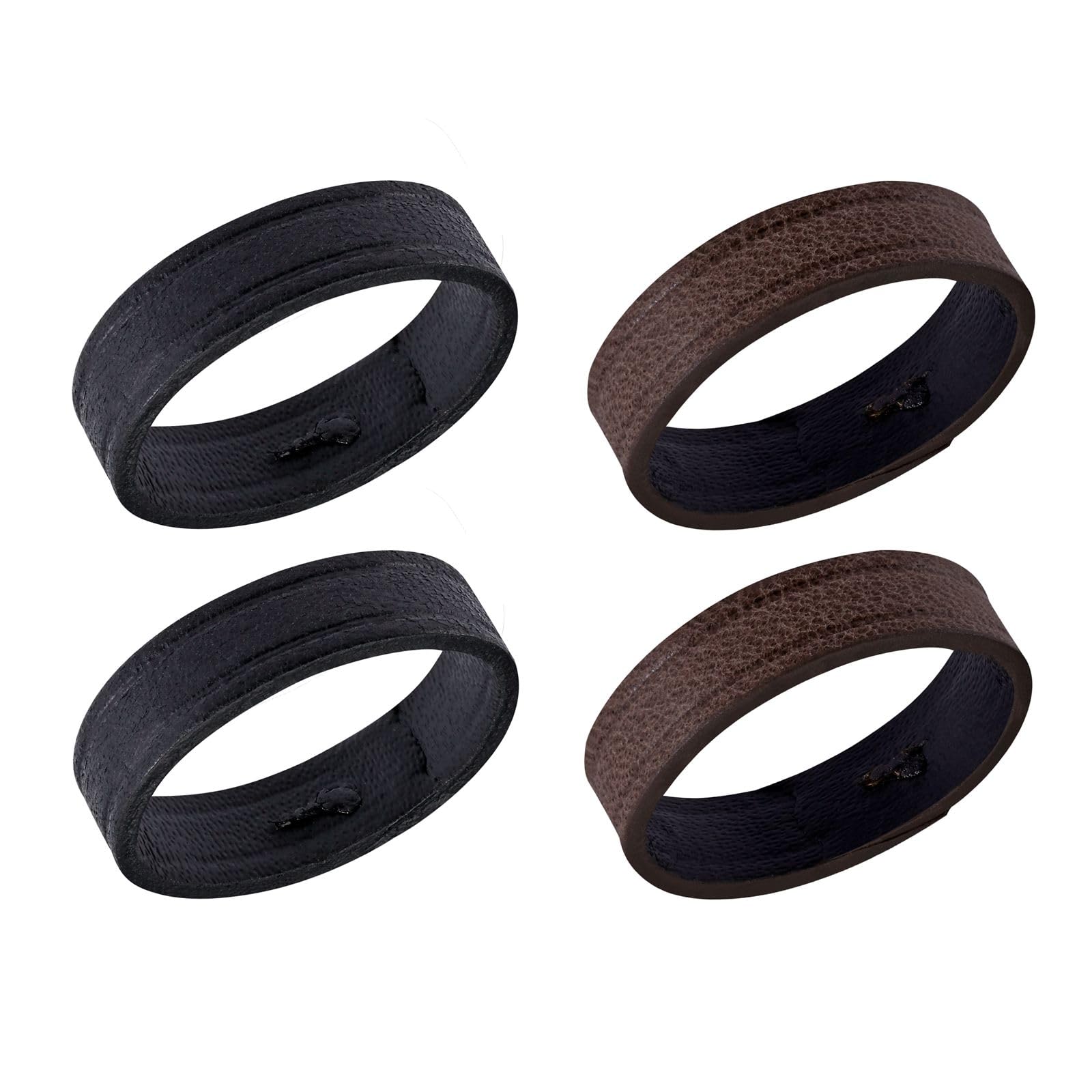 Correas de reloj, 4 correas de reloj de cuero de repuesto de 0.709 in (negro + marrón oscuro)